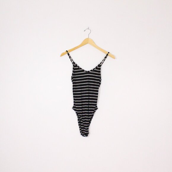 *George Black and White Striped Tank Top Body Suit - Picture 3 of 5